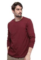 Camiseta Manga Longa Vermelho Bordô 100% Algodão Di Nuevo New Camiseta Manga Longa Vermelho Bordô 100% Algodão Di Nuevo New