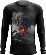 Camiseta Manga Longa Vulcão em Erupção Destruição 2