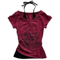 Camiseta MANGMAO Emo Grunge Y2K, estampada para bebês, camiseta curta feminina