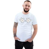 Camiseta Mãos Luvas Mickey Camisa Personalizada Blusa Adulto Algodão com Poliéster