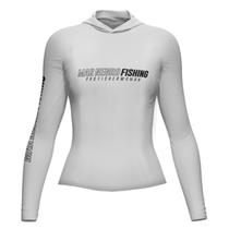 Camiseta Mar Negro Feminina Poliamida com Capuz Branco (+50UV)