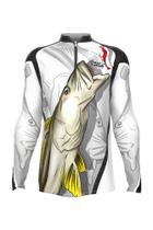 Camiseta Mar Negro Peixe Pesca Proteção Solar 50+ Com Luvinha Tucunaré Tamanho Especial G1