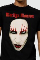 Camiseta Marilyn Mason Preta Rosto Rock Goth Metal OF0070 RCH