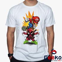 Camiseta Mario e Deadpool 100% Algodão Super Mario Bros Geeko