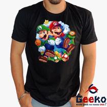 Camiseta Mario e Luigi 100% Algodão Mario Bros Geeko