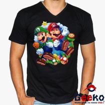 Camiseta Mario e Luigi 100% Algodão Mario Bros Geeko