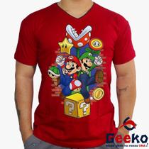 Camiseta Mario e Luigi 100% Algodão Super Mario Bros Geeko