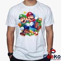 Camiseta Mario e Luigi 100% Algodão Super Mario Bros Geeko