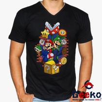 Camiseta Mario e Luigi 100% Algodão Super Mario Bros Geeko