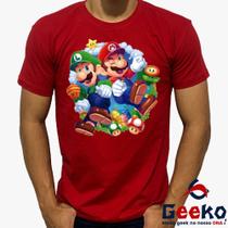Camiseta Mario e Luigi 100% Algodão Super Mario Bros Geeko