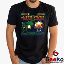 Camiseta Mario Kombat 100% Algodão Super Mario Bros Mortal Kombat Geeko