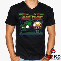 Camiseta Mario Kombat 100% Algodão Super Mario Bros Mortal Kombat Geeko