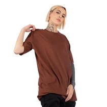 Camiseta Marro Travis Oversized Streetwear 100% Algodão Camisa Lisa Premium