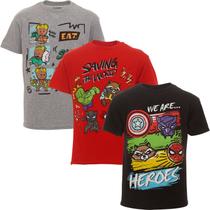 Camiseta Marvel Avengers Toddler Boys, pacote com 3, cinza/preta/vermelha, 2T