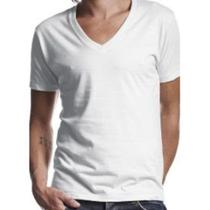 Camiseta masculina 100 algodão com decote em v