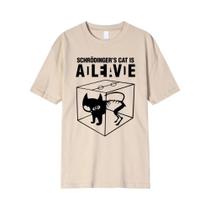 Camiseta Masculina 100% Algodão Com Estampa Do Gato De Schrodinger, Manga Curta, Casual, the Big
