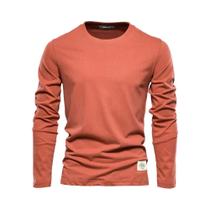 Camiseta Masculina 100% Algodão De Manga Comprida, Casual, De Alta Qualidade, Roupas Clássicas