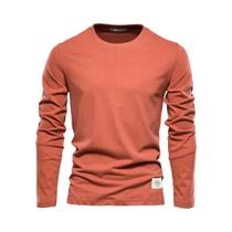 Camiseta Masculina 100% Algodão De Manga Comprida, Casual, De Alta Qualidade, Roupas Clássicas Para