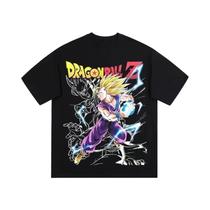 Camiseta Masculina 100% Algodão Dragon Ball Super Saiyan De Manga Curta Verão Retro Estilo Solto