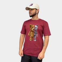 Camiseta Masculina 100% Algodão Gola Careca Robô Urso