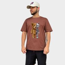 Camiseta Masculina 100% Algodão Gola Careca Robô Urso