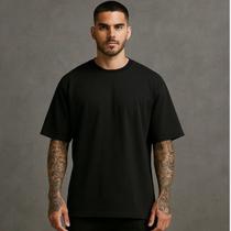 Camiseta Masculina 100% Algodão Oversized Preta Básica Camiseta Masculina 100% Algodão Oversized Preta Básica