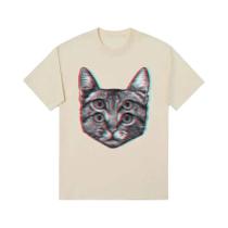 Camiseta Masculina 3D com Estampa de Gato Glitch - Estilo Engraçado e Vintage