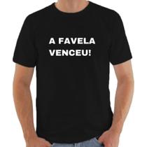 Camiseta Masculina A favela Venceu envio Frases da Moda