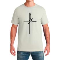 Camiseta Masculina Adulto Fé Cristã Cruz Gospel Camisa Básica Blusa