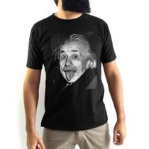 Camiseta Masculina Albert Einstein Língua Clássica Preta