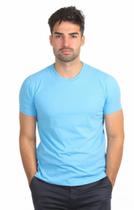 Camiseta Masculina Algodão Básica Gola Redonda Azul Claro Camiseta Masculina Algodão Básica Gola Redonda Azul Claro