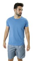 Camiseta Masculina Algodão Básica Gola Redonda Azul Lisa Camiseta Masculina Algodão Básica Gola Redonda Azul Lisa