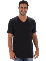 Camiseta Masculina Algodão Decote V. Lisa Preta