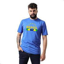 Camiseta Masculina Algodão Estampa Brasil Faixa