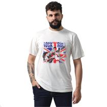 Camiseta Masculina Algodão Estampa Rock In Roll Guitarra Camiseta Masculina Algodão Estampa Rock In Roll Guitarra