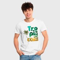 Camiseta Masculina Algodão Estampa Tropical Casual