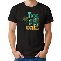 Camiseta Masculina Algodão Estampa Tropical Casual