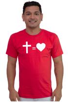Camiseta Masculina Algodão Evangélica Cruz = Amor