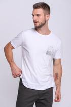 Camiseta Masculina Algodão Folha Estampada Polo Wear Branco