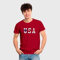 Camiseta Masculina Algodão Gola Careca Estampa USA Casual