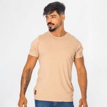 Camiseta Masculina Algodão Premium Bordado Manga Curta Bege