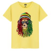 Camiseta Masculina Algodão Premium Casual Leão Reggae - Elite