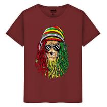 Camiseta Masculina Algodão Premium Casual Leão Reggae