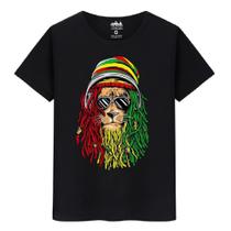 Camiseta Masculina Algodão Premium Casual Leão Reggae