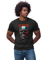 Camiseta Masculina Algodão Premium Caveira - Preta Tamanho:PCor:Preto