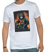 Camiseta Masculina Algodão Premium Dj Monkey Estampa Cores Moda