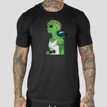 Camiseta Masculina Algodão Premium Pega a Visão Básica Alien