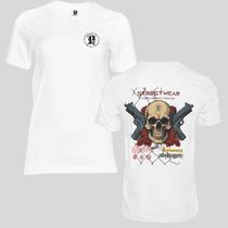 Camiseta Masculina Algodão Premium Pega a Visão Básica Estampada Caveira Flores