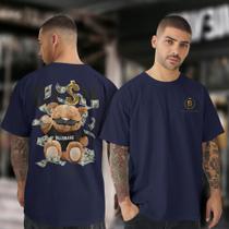 Camiseta Masculina Algodão Premium Urso Bilionário Frente Costa Camisa Unissex