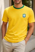 Camiseta Masculina Amarela Brasil Dryfit Amarelo Brasil Lisa TAMANHO:G